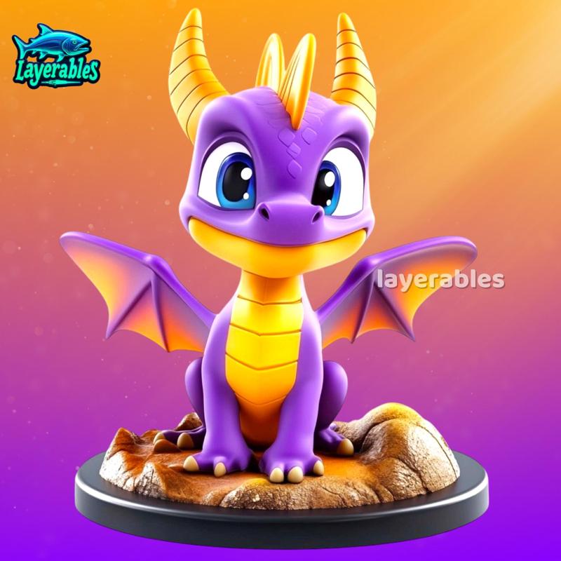 Spyro STL – Chibi Dragon 3D Print Model – Cute Fan Art for Gamers & Fantasy Collectors