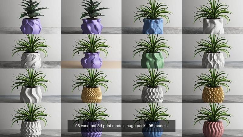 95 vase pot 3d print models huge pack 3D Model Collection
