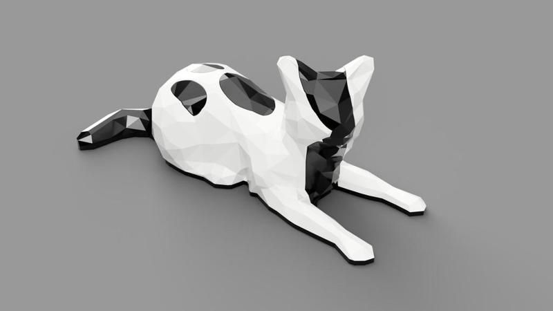 Dual Color Low Poly Cat