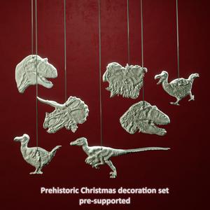 Prehistoric dinosaur-animal Christmas decoration set – pre-supported