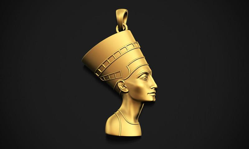 Nefertiti gold egyptian head pendant