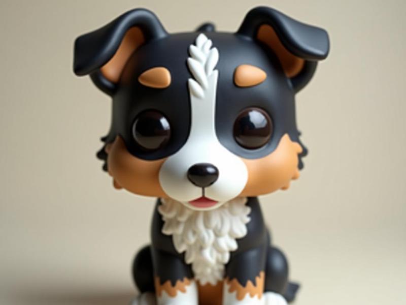 Adorable tri-color dog figurine for a keychain