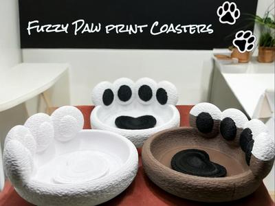 Fuzzy Paw Print Coasters