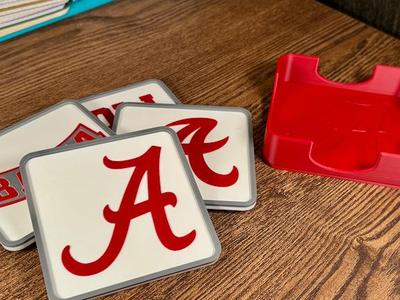 Alabama Crimson Tide 4 Coaster Set with Caddy