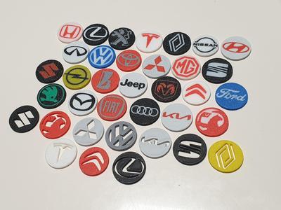 Cart token collection car logos multicolor