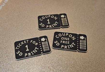 Coupon for Free 3D Print