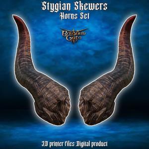 Fantasy Tiefling Stygian Skewers Cosplay Horns  Baldurs Gate 3