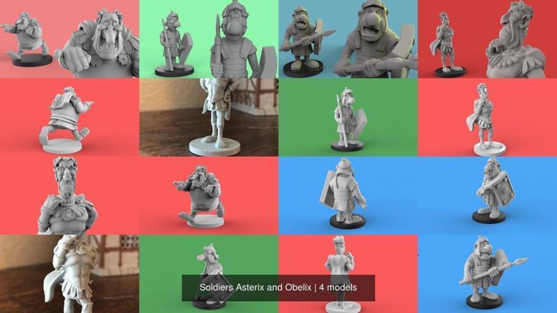 Soldiers Asterix and Obelix 3D Model Collection
