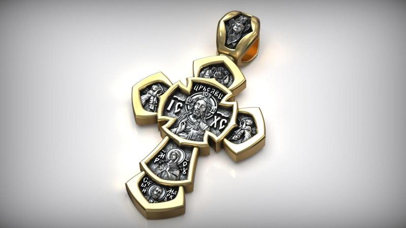 Jesus Christ Gilding Cross Saint George Victorious and Saints