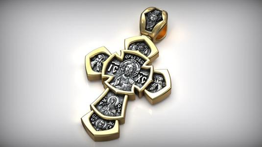 Jesus Christ Gilding Cross Saint George Victorious and Saints