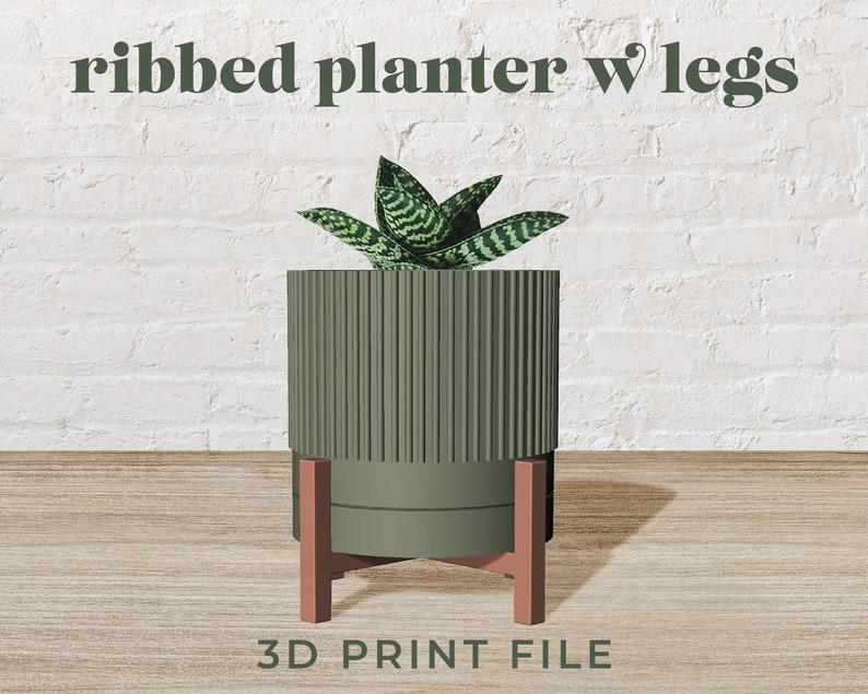 6" Ribbed Planter with Legs 3D Print File