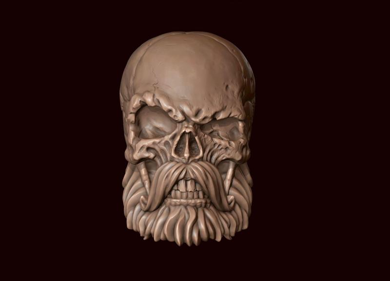 Skull with Beard and Mustache