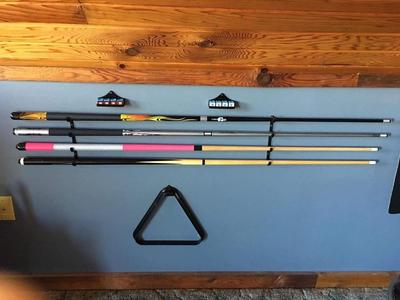 Cue Stick Rack, Chalk Holder, and Triangle Hook - Billiard/Pool Room Accessories