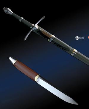 Strider’s sword with knife and sheath