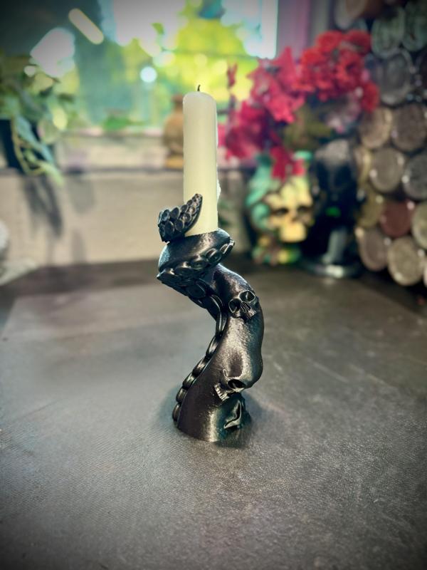 Skull octopus tentacle candlestick holder