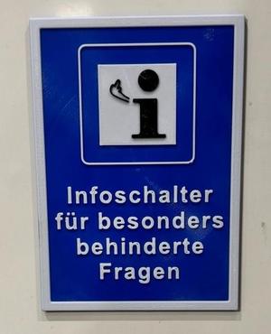 Infoschild für behinderte Fragen