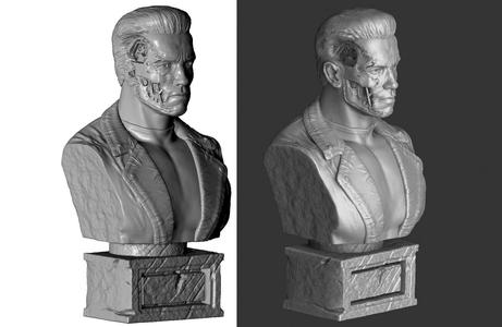 Terminator T-800 BUST 2 options for 3D printing STL