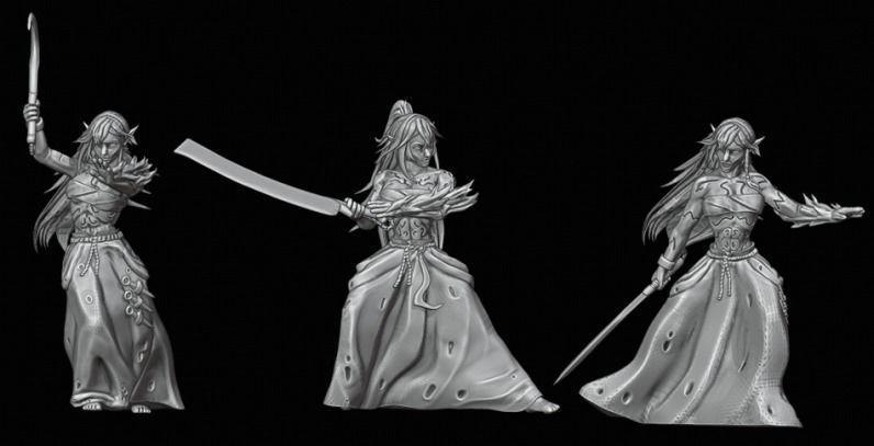 Mandragora statue of woman holding sword
