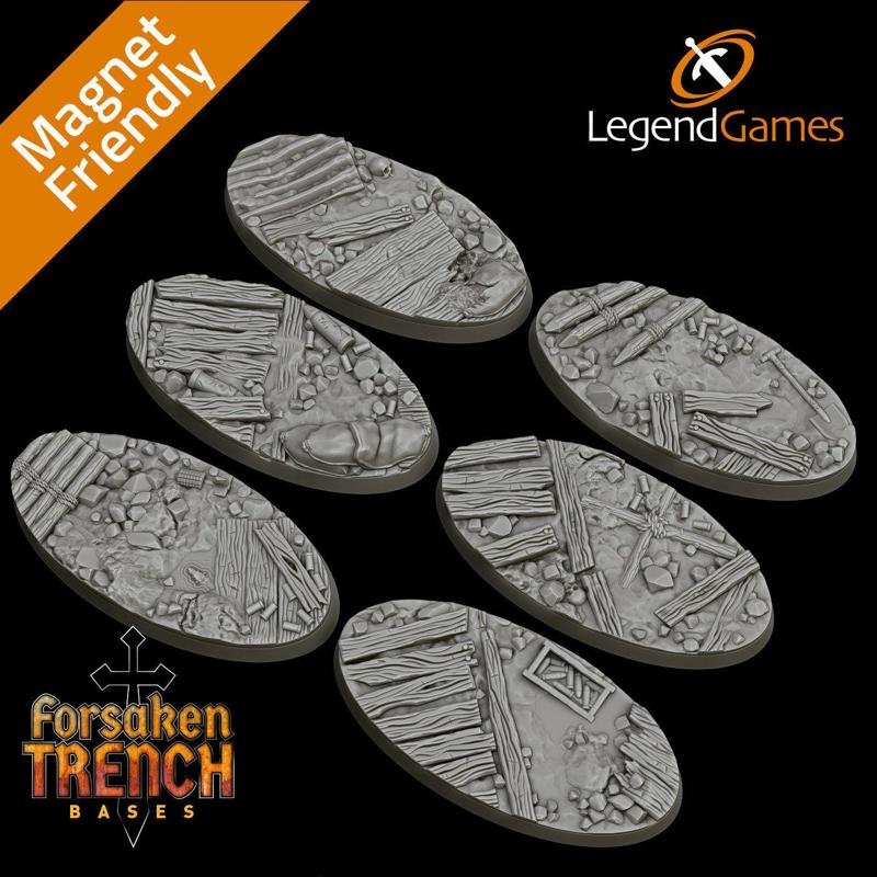 LegendGames 30x60mm round bases for Trench Crusade x6 Detailed
