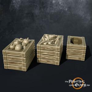 Crates with fruit and vegetables