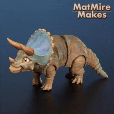 Triceratops Articulated Fidget Figure, 3mf included, cute dinosaur flexi