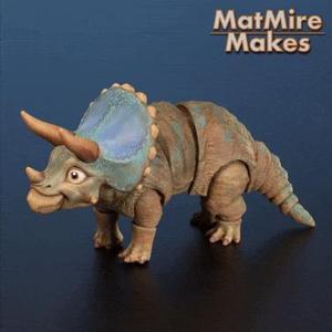 Triceratops Articulated Fidget Figure, 3mf included, cute dinosaur flexi