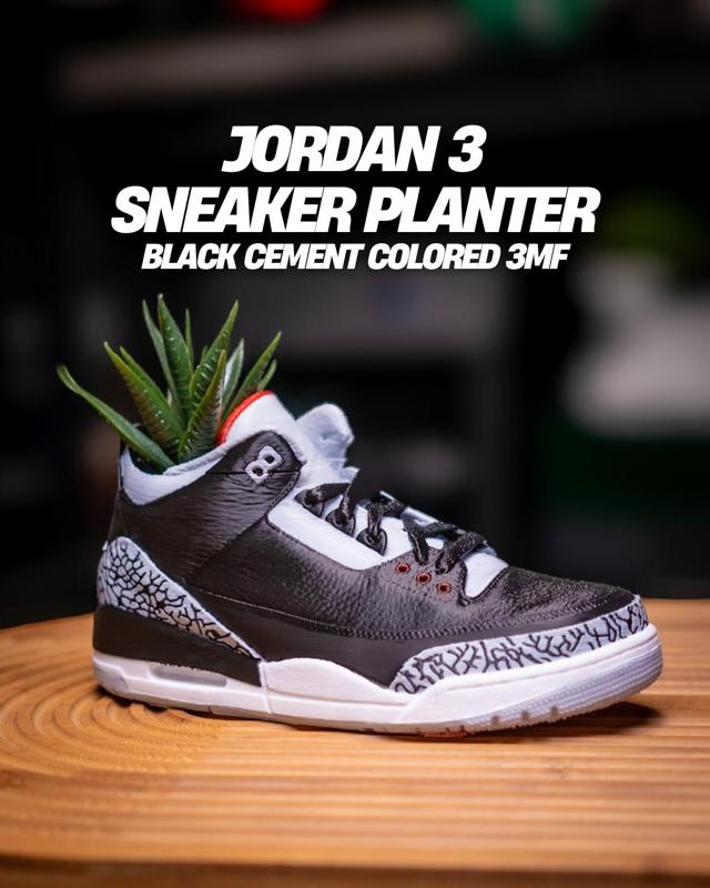 Jordan 3 Sneaker Planter Black Cement Colorway