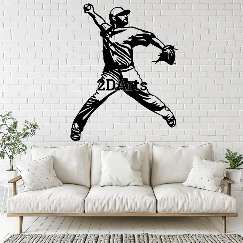 Baseball Player 2D Wall Art/Window Art - Digital STL & SVG Files for 3D Prin