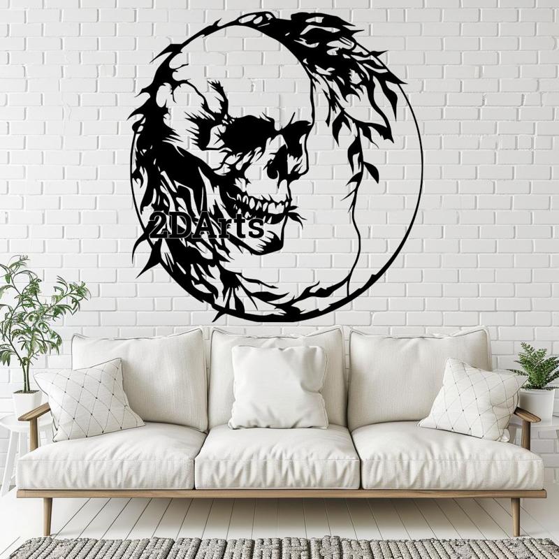 Skeleton Head 2D Wall Art/Window Art - Digital STL & SVG Files for 3D Printing and Laser Cutting