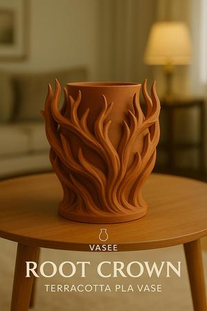 Root-wrapped vase art organizer for wild décor