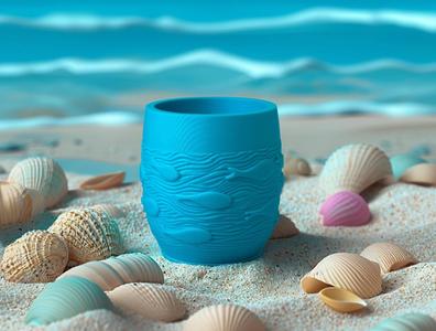 Ocean Stream Nautical Vase with Fish Pattern