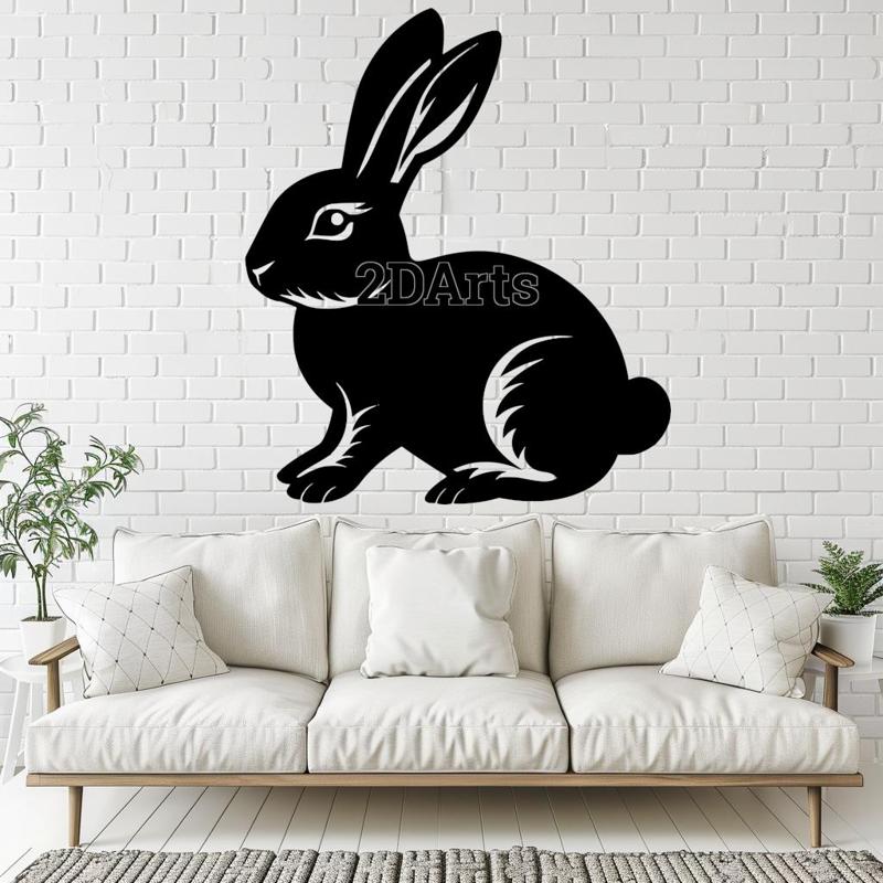 Rabbit 2D Wall Art/Window Art - Digital STL & SVG Files for 3D Printing and Laser Cutting