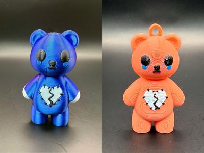 Broken Heart Sad Bear Figure and Keychain