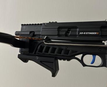 Horizontal angled foregrip for Steambow Stinger AR-6 crossbow