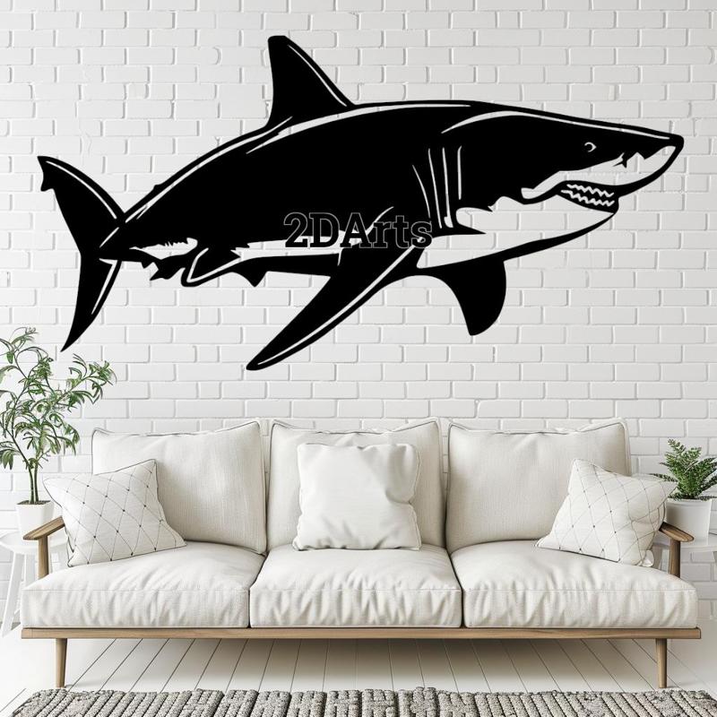 Great White Shark 2D Wall Art/Window Art - Digital STL & SVG File for 3D Printing or Laser Cutting
