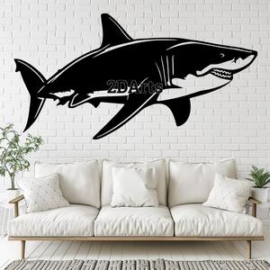 Great White Shark 2D Wall Art/Window Art - Digital STL & SVG File for 3D Printing or Laser Cutting