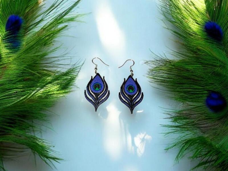 Peacock feather earrings