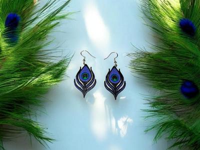 Peacock feather earrings
