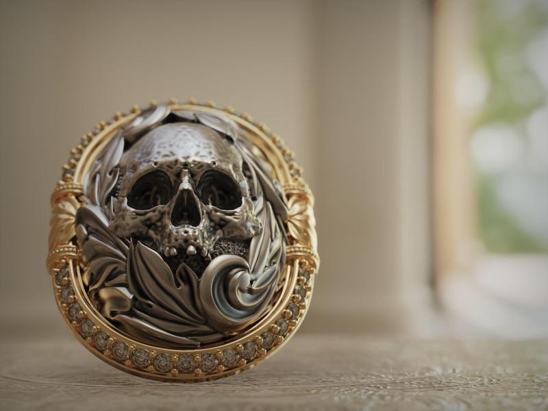 Classic Ring Skull with diamonds