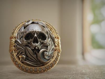 Classic Ring Skull with diamonds