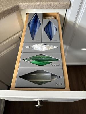 Zip Lock bag organizers for kitchen drawer