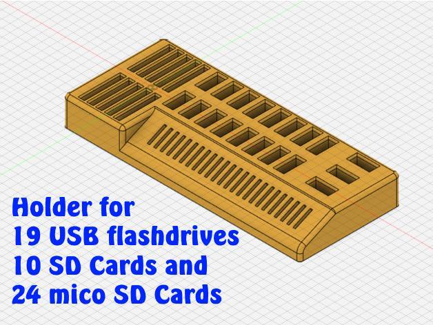 Holder for 19 USB flashdrives, 10 SD Cards and 24 mico SD Cards