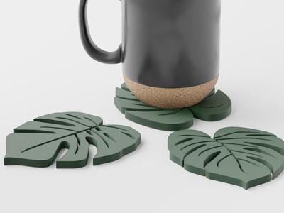Monstera Leaf Coaster. Drinks Coasters