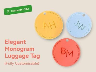 Elegant Customisable Monogram Luggage Tag