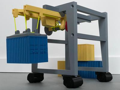 Gantry crane with snap-on / snap-off container