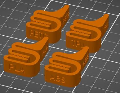 Yet another filament spool clip with filament type identifyer sign - Ein weiterer Filamentclip mit Filamenttyp - Easy to print