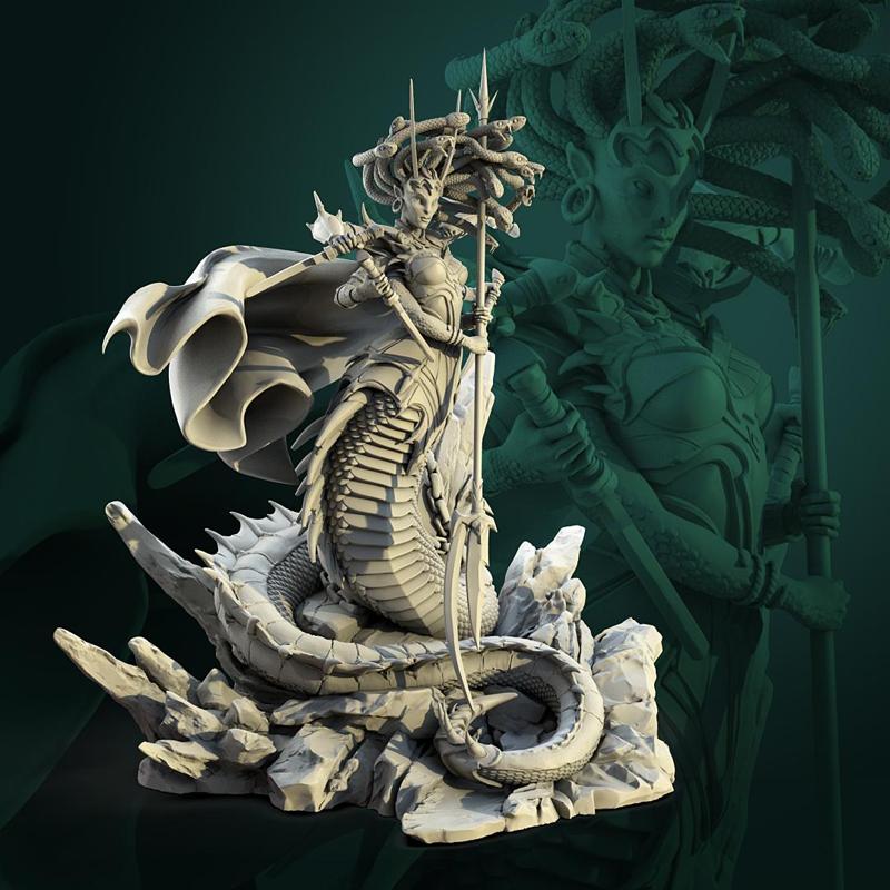Medusa heroic miniature 32mm and 75mm pre-supported