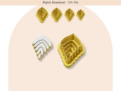 Abstract Boho Shape 03 Clay Cutter for Polymer Clay | Digital STL File | Clay Tools | 4 Sizes