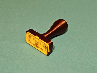 Stamp with exchangeable plate motif "flat ist boring"