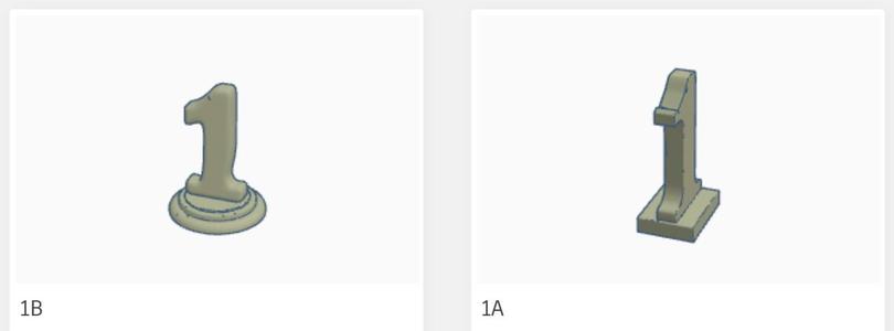 Two variants of 3D number 1